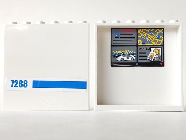 LEGO 59349pb037 Panel 1 x 6 x 5 with 4 Surveillance Screens on Inside and Blue '7288' and Stripe on Outside Pattern (Stickers) - Set 7288 - Main Product Image
