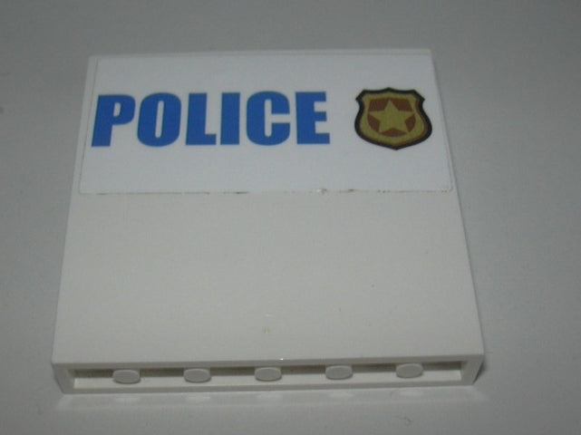 LEGO 59349pb162 Panel 1 x 6 x 5 with Blue 'POLICE' on  Background and Gold Police Badge Pattern (Sticker) - Set 60139 - Main Product Image