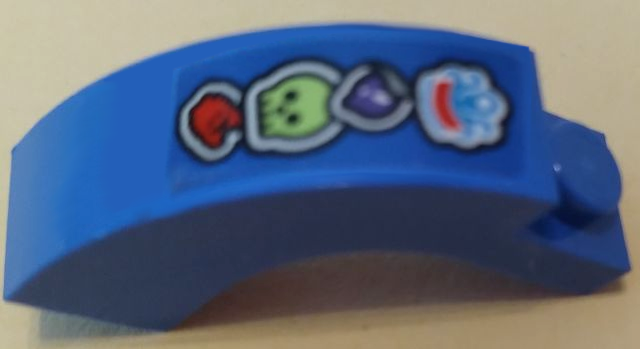 LEGO 6005pb019 Arch 1 x 3 x 2 Curved Top with Red Crab, Yellowish Green Skull, Dark Purple Blackcurrant and Medium Azure Octopus Pattern (Sticker) - Set 70428 - Main Product Image