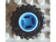 LEGO 6014bc01 Wheel 11mm D. x 12mm, Hole Notched for Wheels Holder Pin with Black Tire 21mm D. x 12mm - Offset Tread Small Wide (6014b / 6015) in Medium Blue - Authentic LEGO Part
