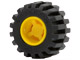 LEGO 6014bc01 Wheel 11mm D. x 12mm, Hole Notched for Wheels Holder Pin with Black Tire 21mm D. x 12mm - Offset Tread Small Wide (6014b / 6015) in Yellow - Authentic LEGO Part