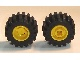 LEGO 6014bc03 Wheel 11mm D. x 12mm, Hole Notched for Wheels Holder Pin with Black Tire Offset Tread Small Wide, Raised Groove (6014b / 60700) in Yellow - Authentic LEGO Part