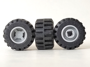 LEGO 6014bc05 Wheel 11mm D. x 12mm, Hole Notched for Wheels Holder Pin with  Tire 21mm D. x 12mm - Offset Tread Small Wide, Band Around Center of Tread (6014b / 87697) in Light Bluish Gray - Authentic LEGO Part
