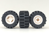 LEGO 6014bc05 Wheel 11mm D. x 12mm, Hole Notched for Wheels Holder Pin with  Tire 21mm D. x 12mm - Offset Tread Small Wide, Band Around Center of Tread (6014b / 87697) in White - Authentic LEGO Part