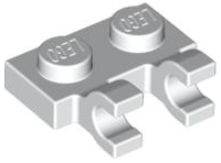 LEGO 60470 Plate, Modified 1 x 2 with 2 U Clips in White - Authentic LEGO Part