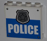 LEGO 60581pb011 Panel 1 x 4 x 3 with Side Supports - Hollow Studs with 4 Rivets, Silver Police Badge and 'POLICE' Pattern (Sticker) - Set 4440 - Main Product Image