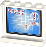 LEGO 60581pb039 Panel 1 x 4 x 3 with Side Supports - Hollow Studs with Map with Coordinates, Target and Red Exclamation Mark Pattern on Inside (Sticker) - Set 60044 - Main Product Image