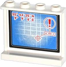 LEGO 60581pb039 Panel 1 x 4 x 3 with Side Supports - Hollow Studs with Map with Coordinates, Target and Red Exclamation Mark Pattern on Inside (Sticker) - Set 60044 - Main Product Image