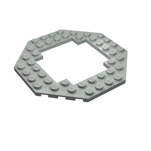 LEGO 6063 Plate, Modified 10 x 10 Octagonal with 6 x 6 Open Center in Light Gray - Authentic LEGO Part