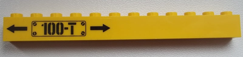 LEGO 6112pb013L Brick 1 x 12 with Black Arrows and &#39;100-T&#39; Pattern on Left (Sticker) - Set 60052 - Main Product Image