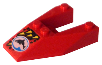 LEGO 6153apx1 Wedge 6 x 4 Cutout without Stud Notches with Divers Blue Team Logo Pattern - Main Product Image
