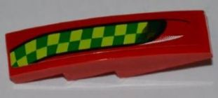 LEGO 61678pb027R Slope, Curved 4 x 1 with Lime and Green Checkered Stripe Pattern Model Right Side (Sticker) - Set 7967 - Main Product Image