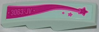 LEGO 61678pb057R Slope, Curved 4 x 1 with &#39;3063-JV&#39; and Magenta Shooting Star Pattern Model Right Side (Sticker) - Set 3063 - Main Product Image