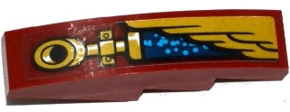 LEGO 61678pb091R Slope, Curved 4 x 1 with Gold Wing and Pipe Pattern Model Right Side (Sticker) - Set 70600 - Main Product Image