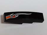 LEGO 61678pb102L Slope, Curved 4 x 1 with Small Orange and Red Flame Pattern Model Left Side (Sticker) - Set 8164 - Main Product Image