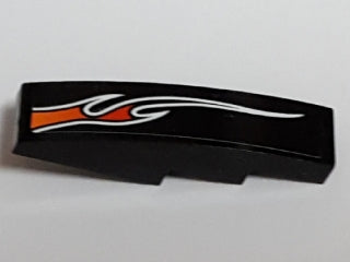 LEGO 61678pb103L Slope, Curved 4 x 1 with Large Orange and Red Flame Pattern Model Left Side (Sticker) - Set 8164 - Main Product Image