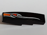 LEGO 61678pb103R Slope, Curved 4 x 1 with Large Orange and Red Flame Pattern Model Right Side (Sticker) - Set 8164 - Main Product Image