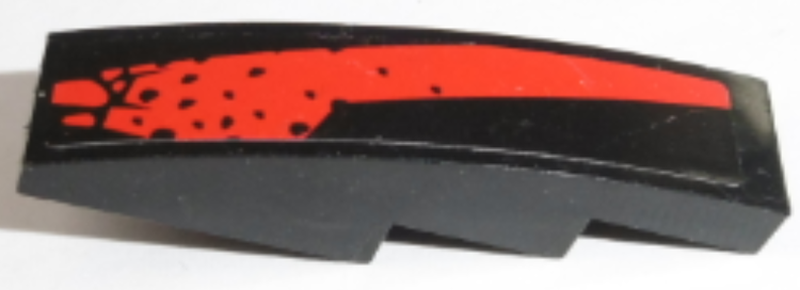 LEGO 61678pb127R Slope, Curved 4 x 1 with Red Stripe with Splotches Pattern Model Right Side (Sticker) - Set 8864 - Main Product Image