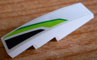LEGO 61678pb134L Slope, Curved 4 x 1 with Green and Black Pattern Model Left Side (Sticker) - Set 8864 - Main Product Image