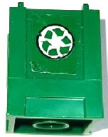 LEGO 61780pb006 Container, Box 2 x 2 x 2 - Top Opening with Recycling Arrows on White Circle Pattern (Sticker) - Set 70424 - Main Product Image