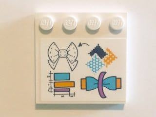 LEGO 6179pb103 Tile, Modified 4 x 4 with Studs on Edge with Bow Sewing Template Pattern (Sticker) - Set 41115 - Main Product Image