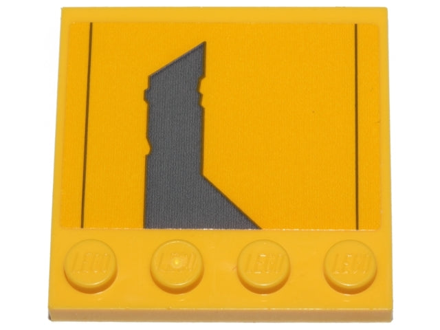 LEGO 6179pb137L Tile, Modified 4 x 4 with Studs on Edge with Dark Bluish Gray Jedi Starfighter Pattern Model Left Side (Sticker) - Set 75214 - Main Product Image