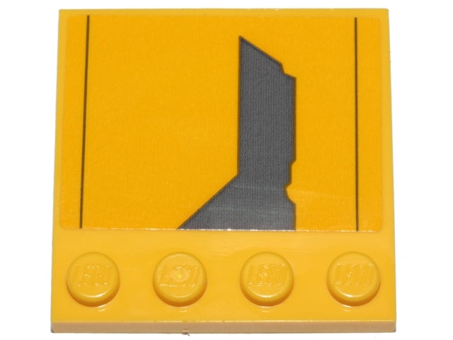 LEGO 6179pb137R Tile, Modified 4 x 4 with Studs on Edge with Dark Bluish Gray Jedi Starfighter Pattern Model Right Side (Sticker) - Set 75214 - Main Product Image