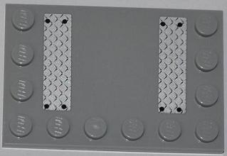 LEGO 6180pb052 Tile, Modified 4 x 6 with Studs on Edges with Two Silver Tread Plates Pattern (Stickers) - Set 4643 - Main Product Image