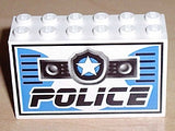 LEGO 6213pb03 Brick 2 x 6 x 3 with Star Badge and Black 'POLICE' Pattern - Main Product Image