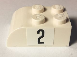 LEGO 6215pb04L Slope, Curved 3 x 2 with 4 Studs with Black Number 2 on Left Pattern (Sticker) - Set 40194 - Main Product Image
