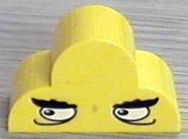 LEGO 6216pb02 Slope, Curved 4 x 2 x 2 Triple with Black Bushy Eyebrows and White Eyes Looking Right Pattern - Main Product Image