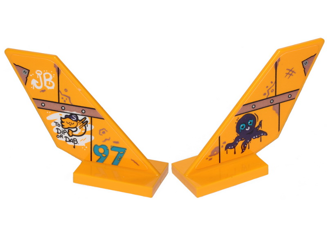 LEGO 6239pb087 Tail Shuttle with '97', 'JB', To DIP or DAB', Shrimp and Octopus Pattern on Both Sides (Stickers) - Set 70433 - Main Product Image