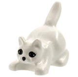 LEGO 6251px1 Cat, Crouching with Black Eyes, Eyelashes and Nose Pattern in White - Authentic LEGO Part