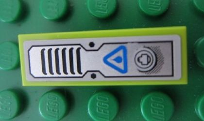 LEGO 63864pb005 Tile 1 x 3 with Blue Triangle and Vent Pattern (Sticker) - Set 8189 - Main Product Image