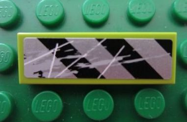 LEGO 63864pb007 Tile 1 x 3 with Danger Stripes and Scratches Pattern 1 (Sticker) - Set 8189 - Main Product Image