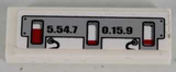 LEGO 63864pb042R Tile 1 x 3 with Black '5.54.7'and '0.15.9' and Red Level Indicators Pattern (Sticker) - Set 8864 - Main Product Image