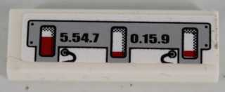 LEGO 63864pb042R Tile 1 x 3 with Black '5.54.7'and '0.15.9' and Red Level Indicators Pattern (Sticker) - Set 8864 - Main Product Image