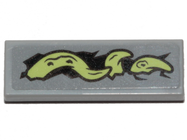 LEGO 63864pb109L Tile 1 x 3 with Yellowish Green Tentacle Pattern Model Left Side (Sticker) - Set 70433 - Main Product Image
