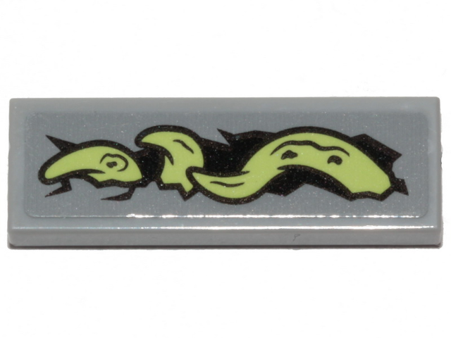 LEGO 63864pb109R Tile 1 x 3 with Yellowish Green Tentacle Pattern Model Right Side (Sticker) - Set 70433 - Main Product Image