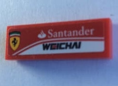 LEGO 63864pb136R Tile 1 x 3 with 'Santander', 'WEICHAI' and Ferrari Logo Pattern Model Right Side (Sticker) - Set 75879 - Main Product Image