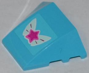 LEGO 64225pb007 Wedge 4 x 3 Triple Curved No Studs with Magenta Star on Butterfly Wings Pattern (Sticker) - Set 3063 - Main Product Image