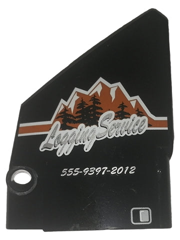 LEGO 64394pb015 Technic, Panel Fairing #13 Large Short Smooth, Side A with &#39;Logging Service&#39; and &#39;555-9397-2012&#39; Pattern (Sticker) - Set 9397 - Main Product Image