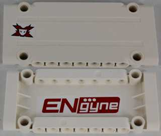 LEGO 64782pb015L Technic, Panel Plate 5 x 11 x 1 with Worl Racers Team Extreme Logo on Outside and Red 'ENgyne' on Inside Pattern Model Left Side (Stickers) - Set 8864 - Main Product Image