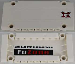 LEGO 64782pb015R Technic, Panel Plate 5 x 11 x 1 with World Racers Team Extreme Logo on Outside and Black and Red 'FuZone' on Inside Pattern Model Right Side (Stickers) - Set 8864 - Main Product Image