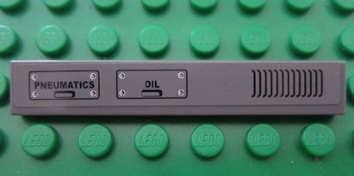 LEGO 6636pb041 Tile 1 x 6 with 'PNEUMATICS' and 'OIL' Panels and Vents Pattern (Sticker) - Set 8960 - Main Product Image