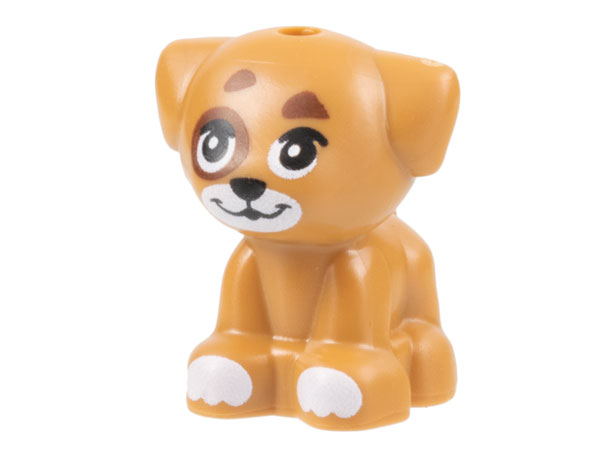 LEGO 69901pb08 Dog, Friends Style, Puppy, Standing, Small with White Muzzle and Paws, and Reddish Brown Spots Pattern - Main Product Image