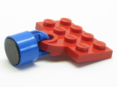 LEGO 737ac04 Plate, Modified 2 x 4 with Train Coupler Open for Magnet with Blue Magnet Coupling, Train - 7.5mm Cylinder (737a / x547a) - Main Product Image
