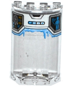 LEGO 85941pb007 Cylinder Half 2 x 4 x 5 with 1 x 2 Cutout with Fan, Minifigure on Screen, and Frost Pattern (Sticker) - Set 70588 - Main Product Image