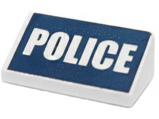 LEGO 85984pb070 Slope 30 1 x 2 x 2/3 with  &#39;POLICE&#39; on Dark Blue Background Pattern - Main Product Image