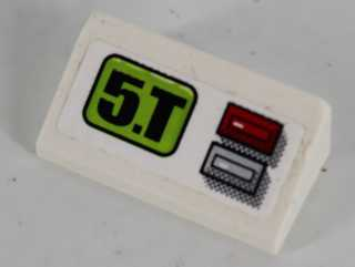 LEGO 85984pb118 Slope 30 1 x 2 x 2/3 with Black '5.T' and Red Light and Silver Button Pattern (Sticker) - Set 8864 - Main Product Image
